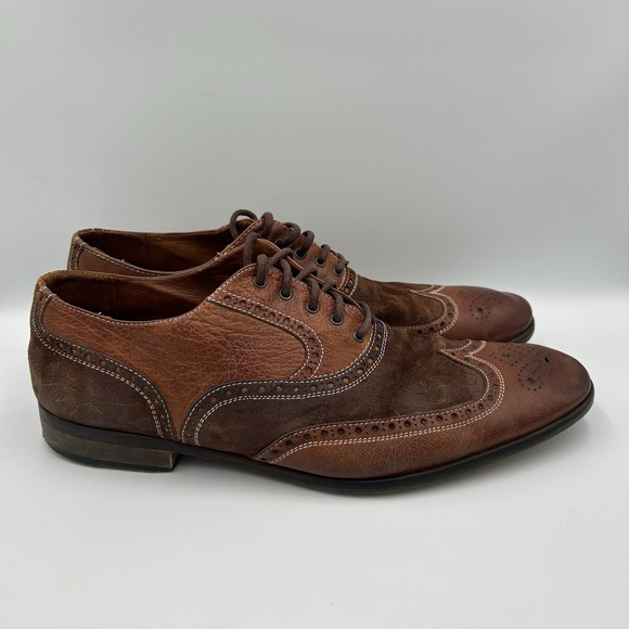 Johnston Murphy 1850 Dress Shoes‎ Mens 13 M Oxford Wingtip Brown Lace Up Casual - Picture 2 of 11